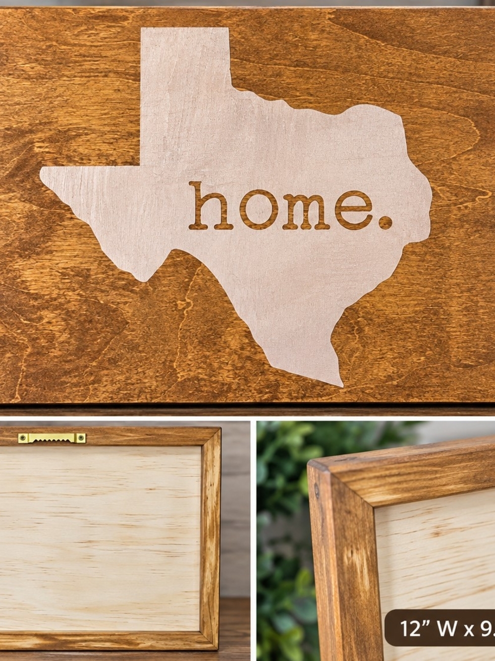 Wood Texas Home Wall Art Sign in Cream and Brown